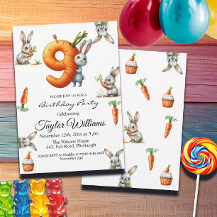 Bunnies und Carrots 9. Geburtstagsparty Einladung