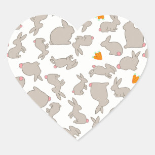 Bunnies und Carrots Pattern Herz-Aufkleber