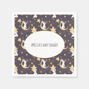 Bunnies und Gold Stars auf Grau Serviette