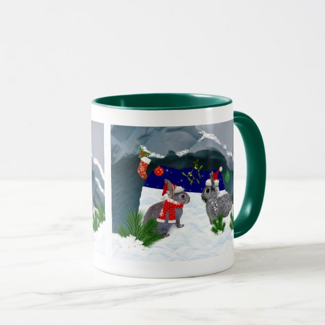 Bunnies unter der Mistletoe-Tasse Tasse (VorderseiteRechts)
