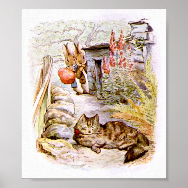 Bunnies Watching Cat Artwork Poster (Vorne)