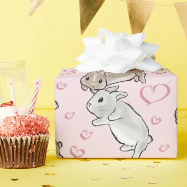 Bunnies with hearts  geschenkpapier (Geburtstagsparty)