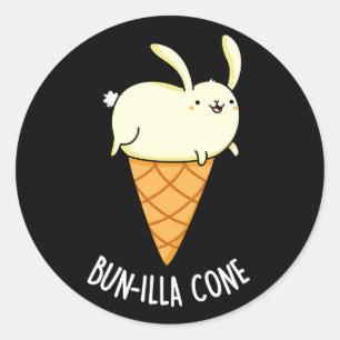 Bunnilla Cone Funny Bunny Vanilla Dark BG Runder Aufkleber