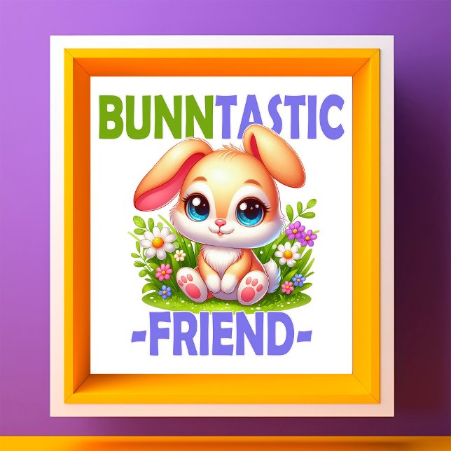 Bunntastic Friend Pun. Niedlich Bunny Rabbit Carto Fotodruck (Von Creator hochgeladen)