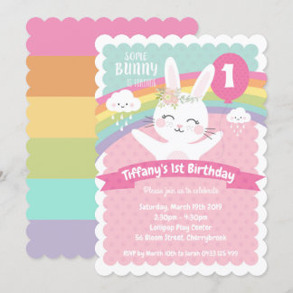 Bunny 1. Geburtstag Einladungen Mädchen