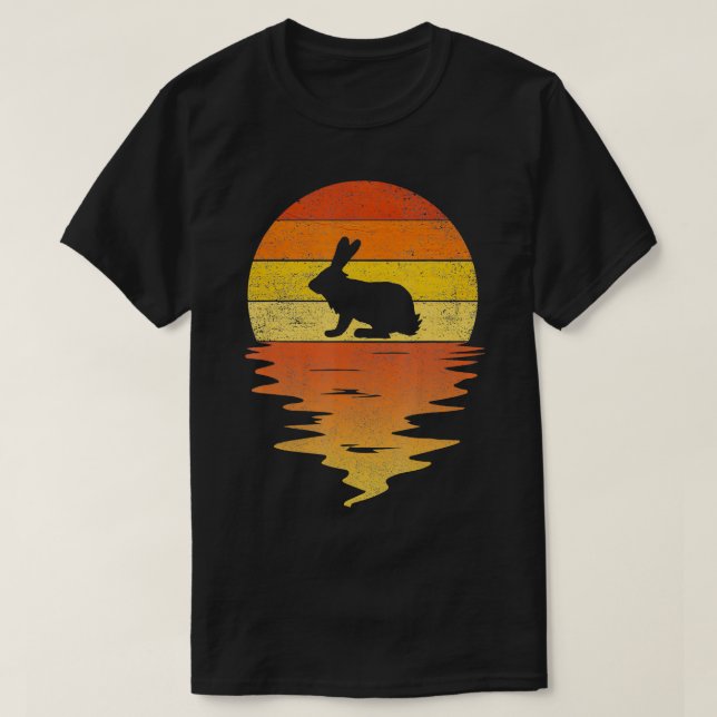 Bunny 70er Vintager Retro-Sonnenuntergang Kaninche T-Shirt (Design vorne)