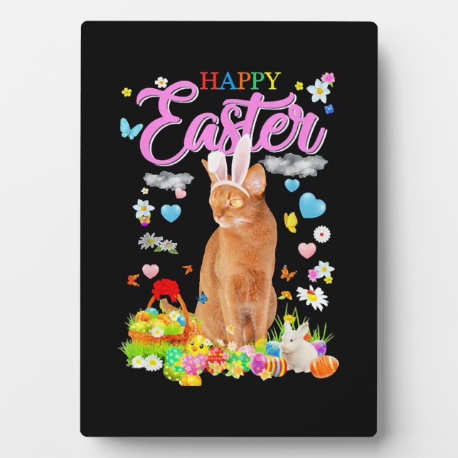 Bunny Abyssinian Cat Happy Oaster Fotoplatte (Vorderseite)