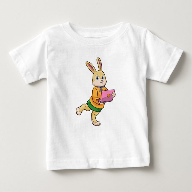 Bunny als Sekretär für Laptop Baby T-shirt (Vorderseite)