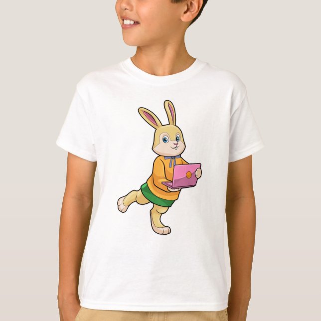 Bunny als Sekretär für Laptop T-Shirt (Vorderseite)