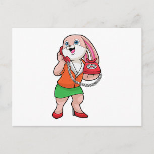 Bunny als Sekretär mit Telefon Postkarte