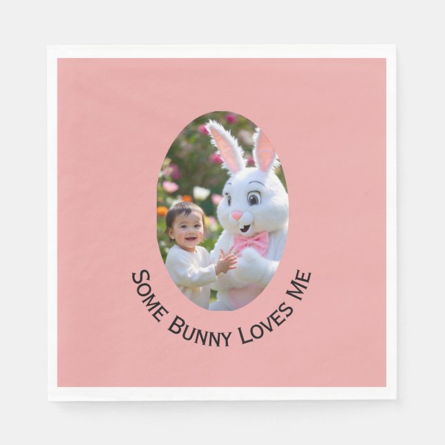 Bunny and Child photo in Oval Frame Easter Serviette (Vorderseite)