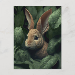 Bunny and plant postcard postkarte