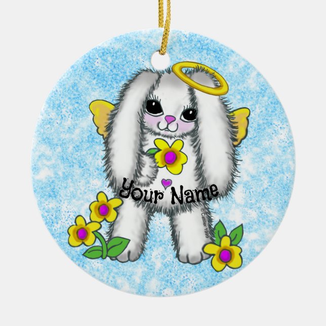 Bunny Angel Keramik Ornament (Vorne)