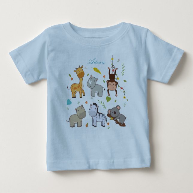 Bunny Animal Baby Boy Blue Jersey T - Shirt (Vorderseite)