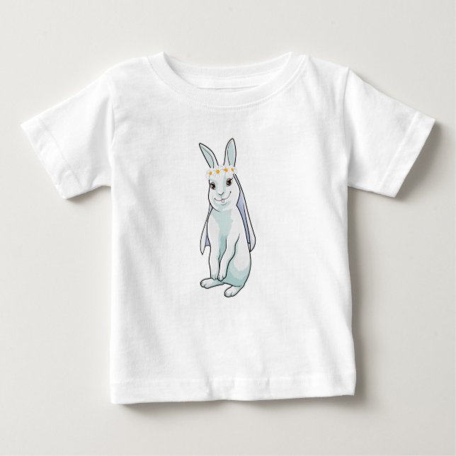 Bunny as Bride with Wreath of Blume Baby T-shirt (Vorderseite)