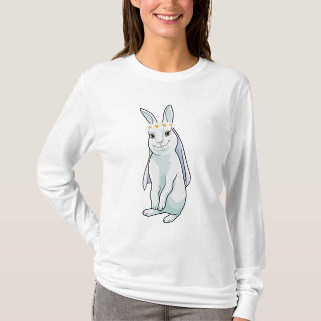 Bunny as Bride with Wreath of Blume T-Shirt (Vorderseite)