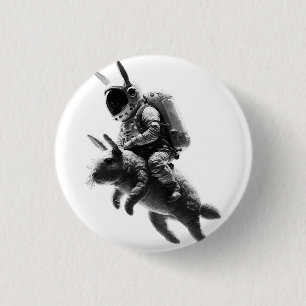 Bunny Astronaut reitet ein Kaninchen im Weltraum Button