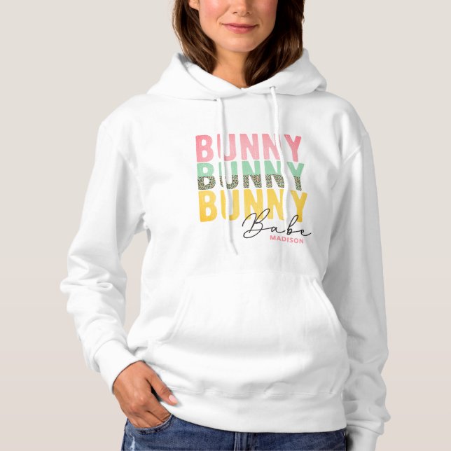 Bunny Babe Niedlich Modernes Girl Osterfest Person Hoodie (Vorderseite)