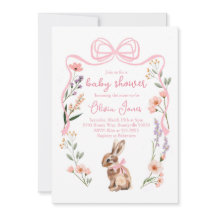 Bunny baby Dusche Einladung Rosa Bugmädchen Blume