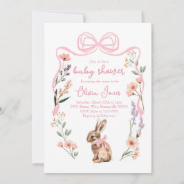Bunny baby Dusche Einladung Rosa Bugmädchen Blume