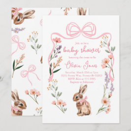 Bunny baby Dusche Einladung Rosa Bugmädchen Blume