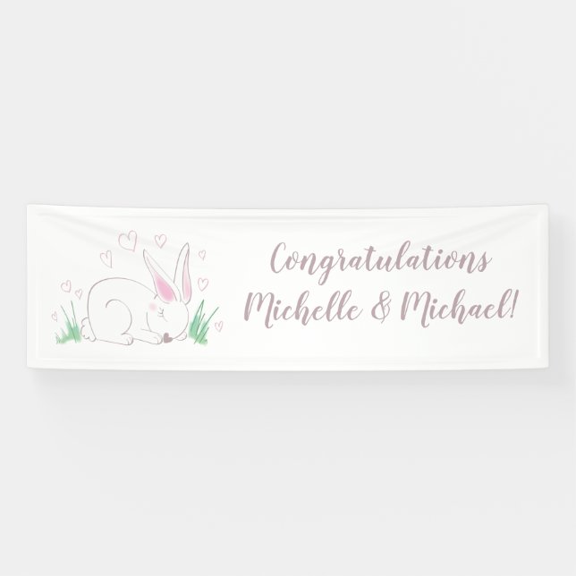 Bunny Baby Dusche Spring Pink Girl Banner (Horizontal)