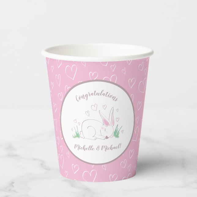 Bunny Baby Dusche Spring Pink Girl Pappbecher (Vorderseite)