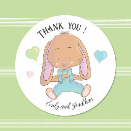 Bunny Baby Dusche Vielen Dank White Round Sticker