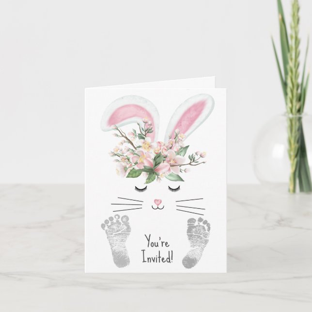 Bunny Baby Girl Dusche Einladung (Vorderseite)