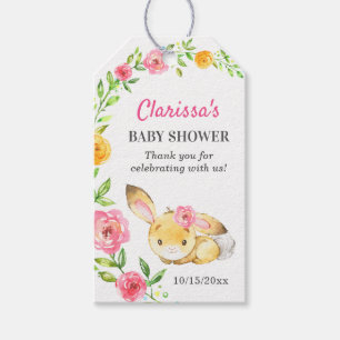 Bunny Baby Girl Dusche Rabbit Sprinkle Pink Floral Geschenkanhänger