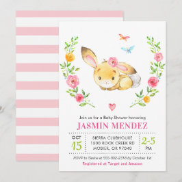 Bunny Baby Girl Dusche Rosa Sprinkle Niedliche Blü Einladung