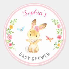 Bunny Baby Girl Dusche Rosa Sprinkle Niedliche Blü Runder Aufkleber