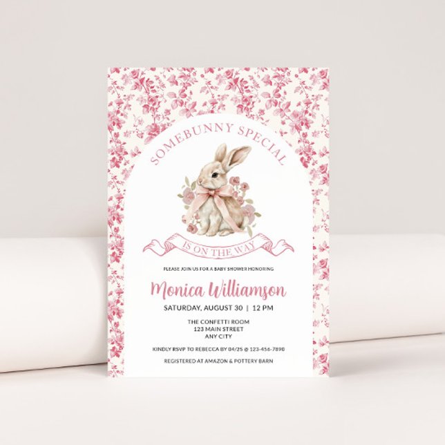 Bunny Baby Girl Duwer Einladungsturm (Bunny Baby Shower Invite)
