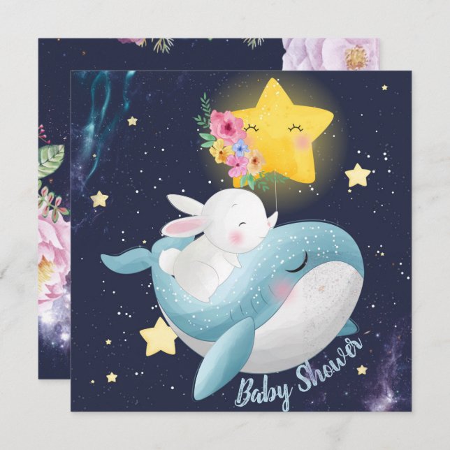 Bunny Baby Shower Einladung (Vorne/Hinten)