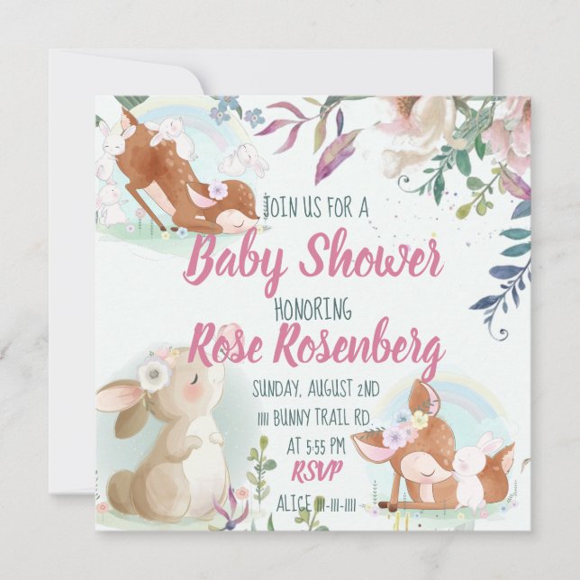 Bunny Baby Shower Einladung (Vorderseite)