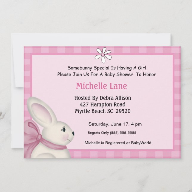 Bunny Baby Shower Einladung (Vorderseite)