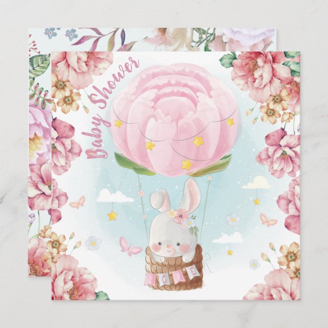Bunny Baby Shower Einladung (Vorne/Hinten)
