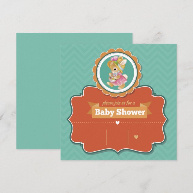 Bunny Baby Shower Einladung (Vorne/Hinten)