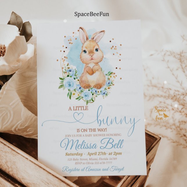 Bunny Baby Shower Einladung Boy Spring boho (Bunny Baby Shower Invitation Boy Spring boho Floral Rabbit Bunny Baby Shower Some Bunny Shower)