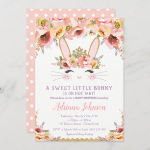 Bunny Baby Shower Einladungen Girl Floral Rabbit
