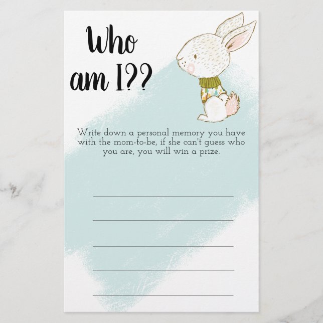 Bunny Baby Shower Game - Wie geht es mir? Flyer (Vorne)