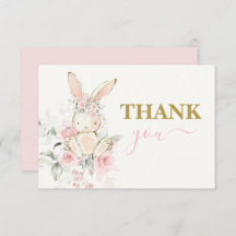 Bunny Baby Shower Girl danke Note Card