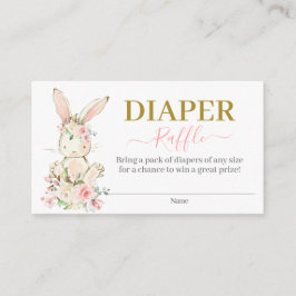 Bunny Baby Shower Girl Diaper Raffekarte Begleitkarte