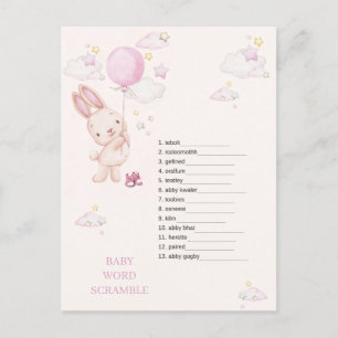 Bunny Baby Shower Girl Game Postkarte