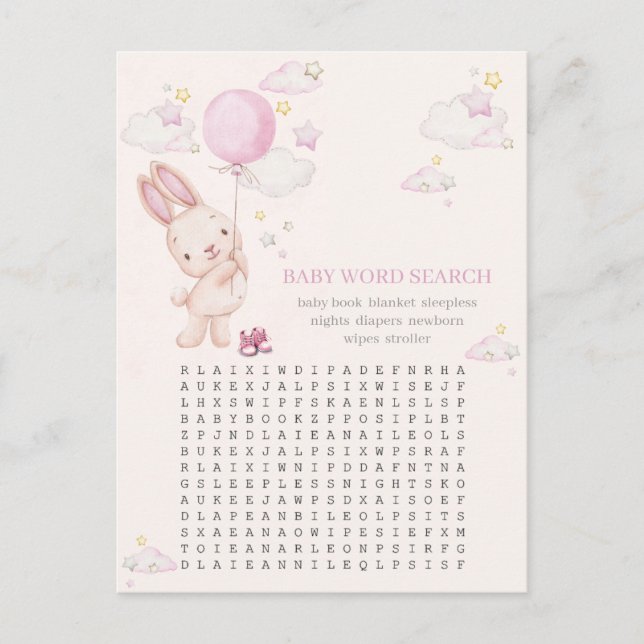 Bunny Baby Shower Girl Game Postkarte (Vorderseite)