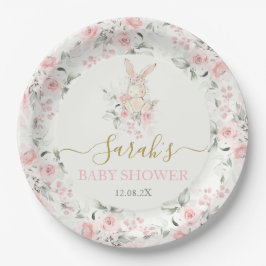 Bunny Baby Shower Girl Paper Plate Pappteller