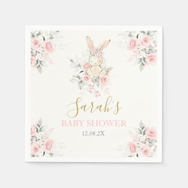 Bunny Baby Shower Girl Serviette (Vorderseite)