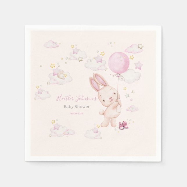 Bunny Baby Shower Girl Serviette (Vorderseite)