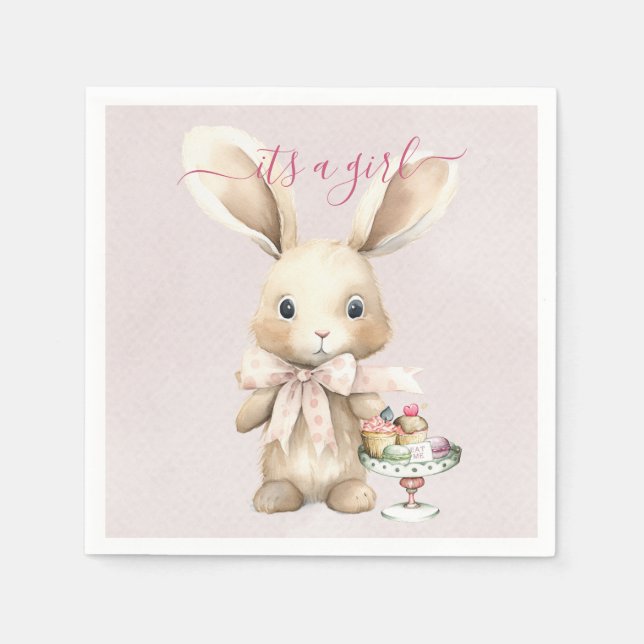 Bunny Baby Shower Girl Serviette (Vorderseite)