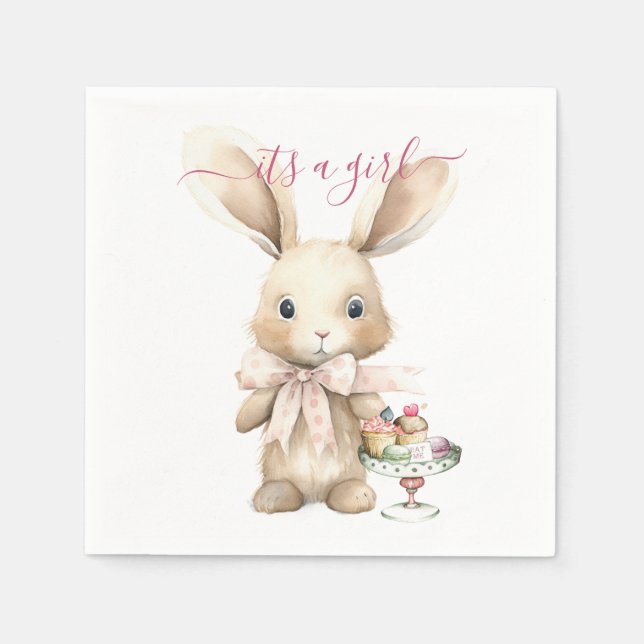 Bunny Baby Shower Girl Serviette (Vorderseite)